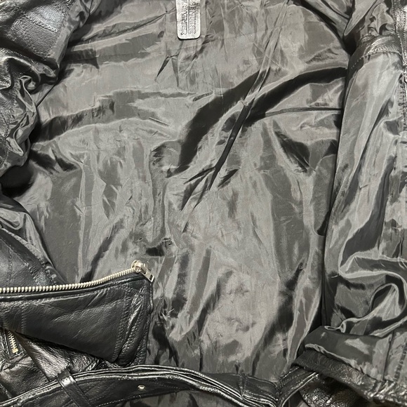 Flight Path Black Vintage 90’s Leather Jacket Deadstock Moto Biker Patchwork-XL - Picture 11 of 11